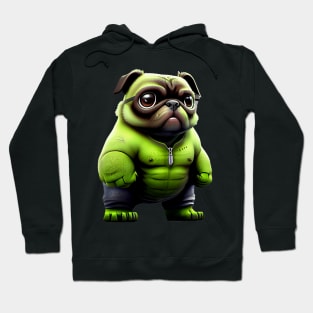 Green Pug Mutant - Angry Superhero Pug T-Shirt Design Hoodie